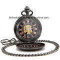 Mens Black Mechanical Hand Wind Pocket Watch Big Size